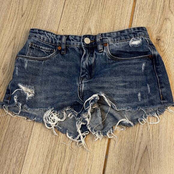 Blank NYC The Barrow Vintage High Waist Denim shorts Distressed Ripped Size 24 - Picture 1 of 6